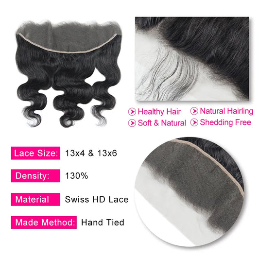 Hair 13x6 HD Lace Frontal Hair Body Wave Remy Hair Invisible 13x4 & 13x6 Lace Pre Pluck Hairline With Baby Hair