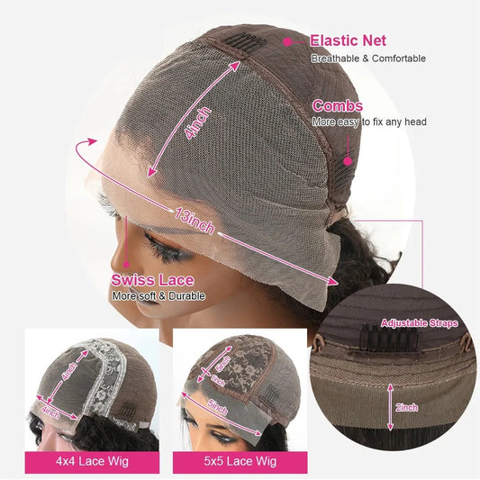 Straight Lace Frontal Bob Wig 13x6 Transparent Lace Frontal Human Hair Lace Bob 5x5 Lace Closure Wigs For Women