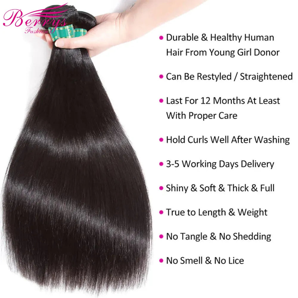 Fast Shipping 3-4 Days Brazilian Virgin Hair Straight Hair Extensions 3 Bundles Deal 8-34Inch Double Machines Weft Natural Color