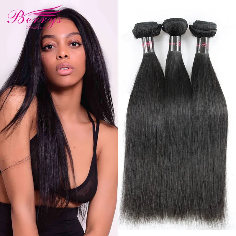 Indian Virgin Hair Straight Human Hair 3 Bundles Deal 100% Unprocessed Hair Extensions Double Weft Berrys Fashion Hair
