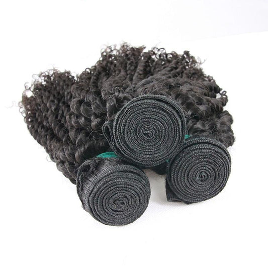Virgin Hair Kinky Curly Human Hair 3 PCS Bundles with Closure 4x4 Unprocessed Hair Weave