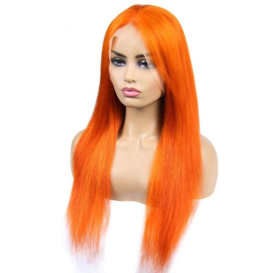Orange Color Lace Front Human Hair Wigs