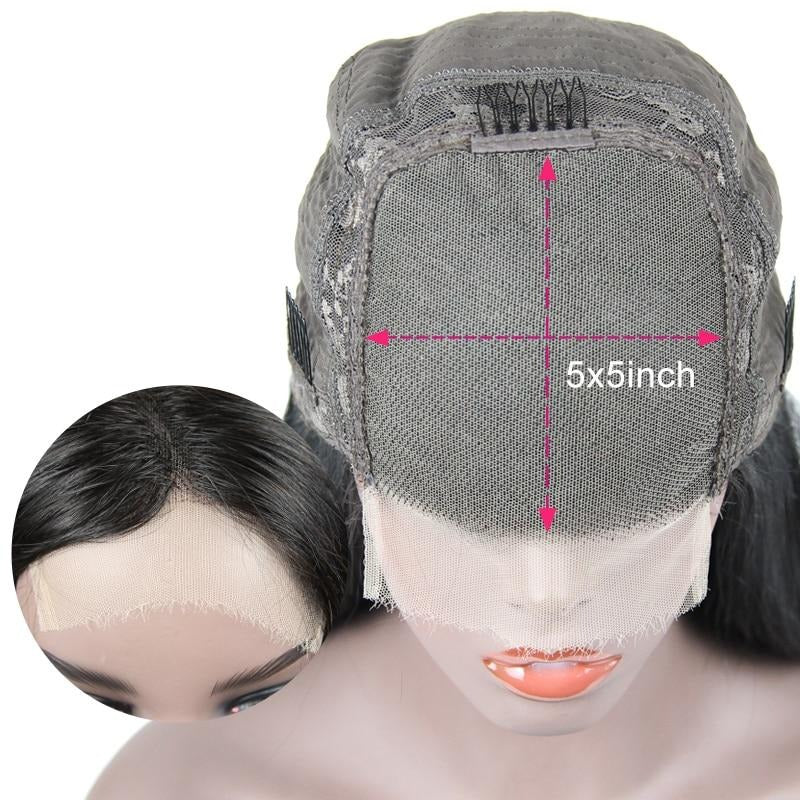 HD Transparent 5x5 Lace Closure Wigs Straight Pre Plucked With Baby Hair