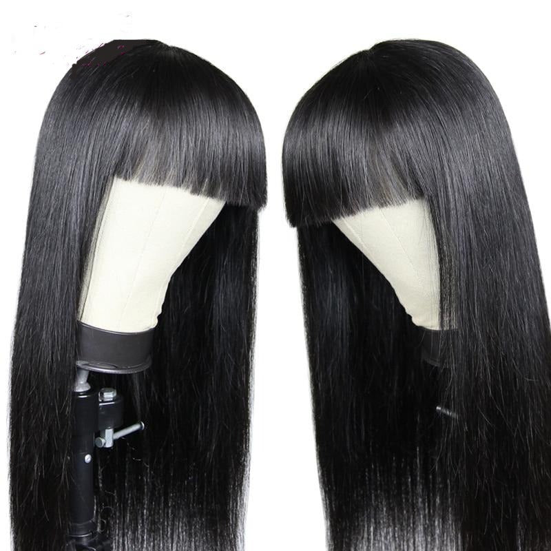 Straight Human Hair Wigs With Bangs